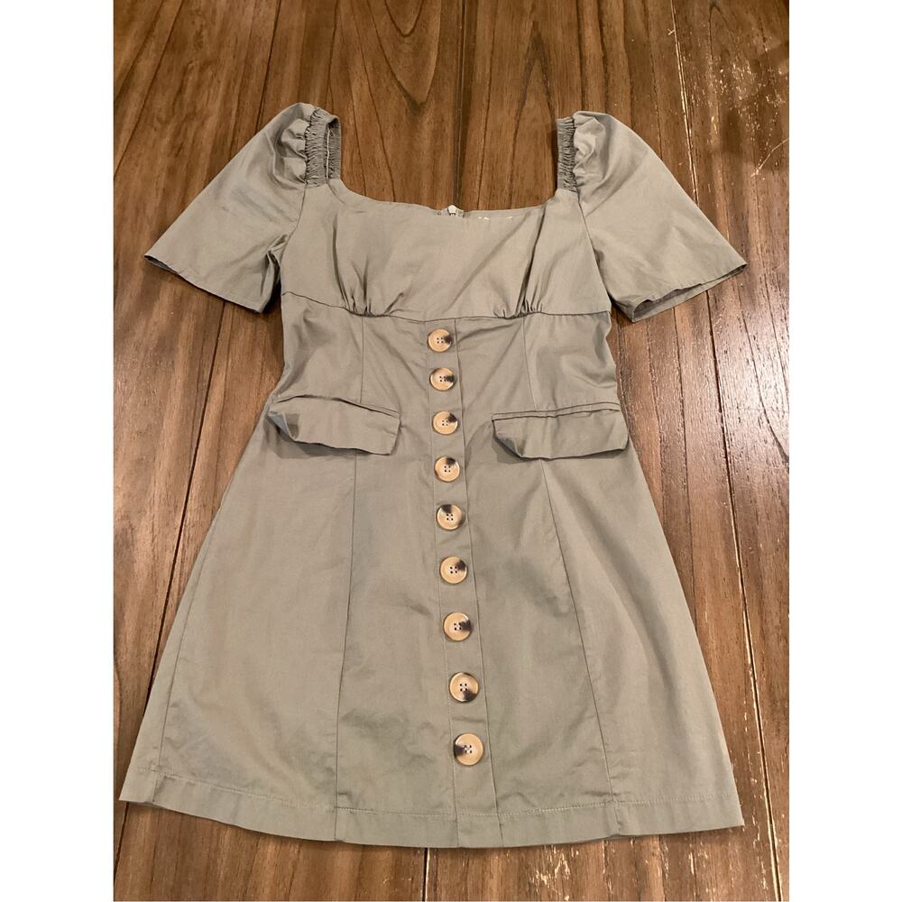 Mable babydoll short sleeve cotton blend green mini dress small